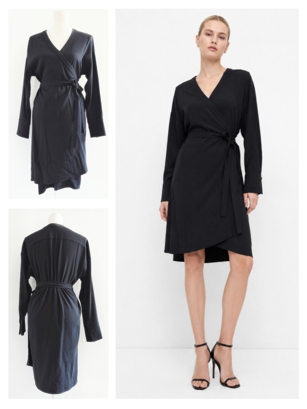 Judith & Charles Classic Black Wrap Dress with Side Tie